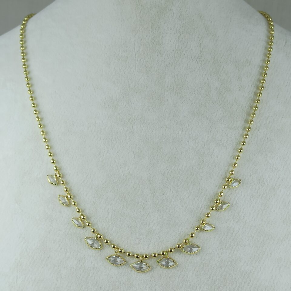 Altın Renk Vip 14K Göz Taş Detaylı Küre Zincirli Kolye (45+5 cm)