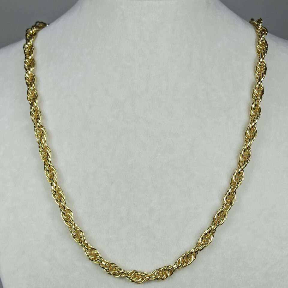 Altın Renk Vip 14K Burgu Halat Zincir Kolye (60cm)
